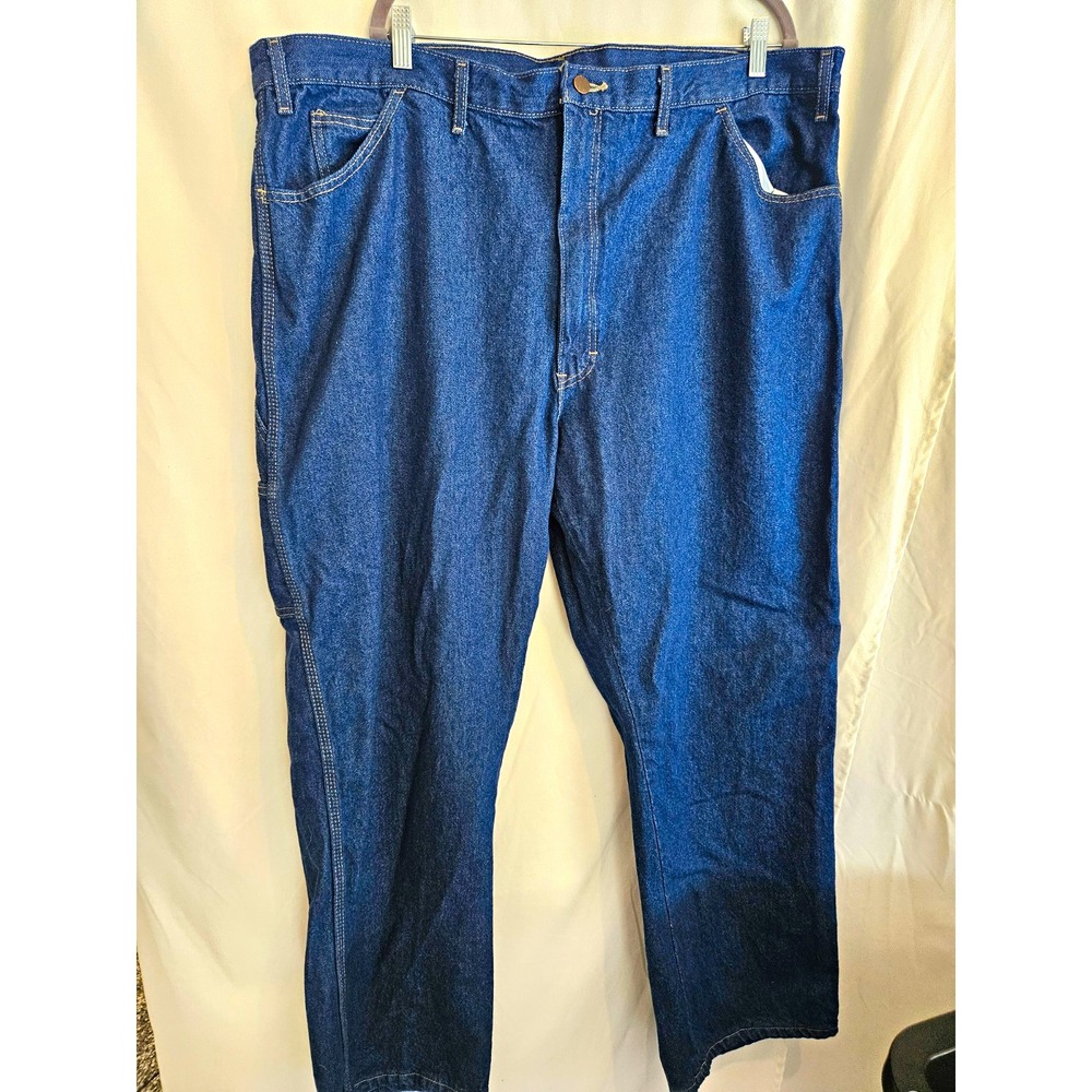 Dickies Men's Blue Denim Jeans Relaxed Fit Medium Wash Cargo Pocket Size 46x30